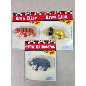 Ankyo Grow Lion Tiger Rhinoceros Toys Figurines New Sealed x3 Vintage